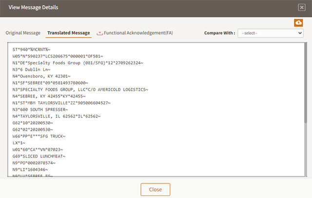 EDI 940 Warehouse Shipping Order transaction document example