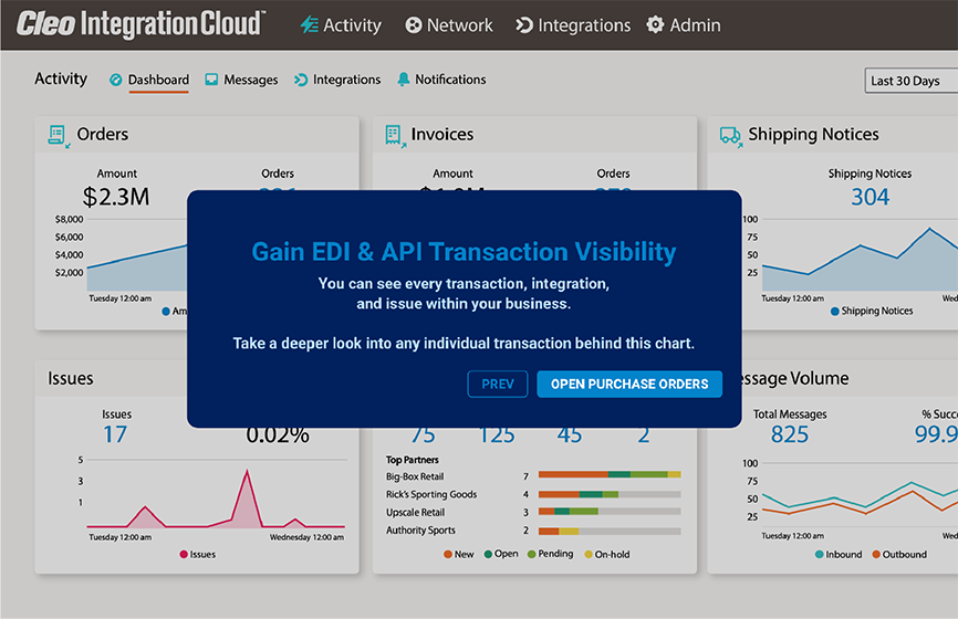 Cleo integration cloud tour EDI API Visibility