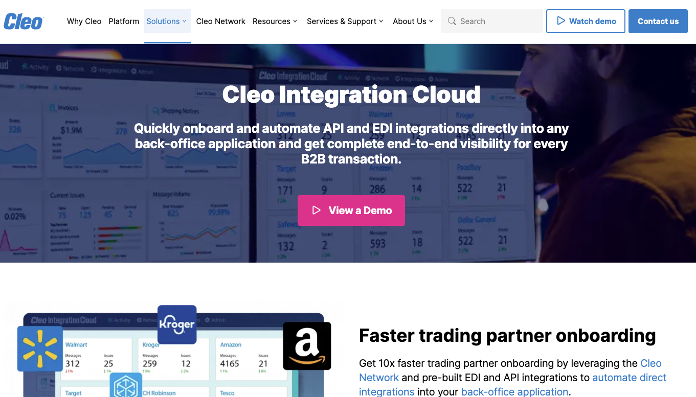 cleo integration cloud website screenshot