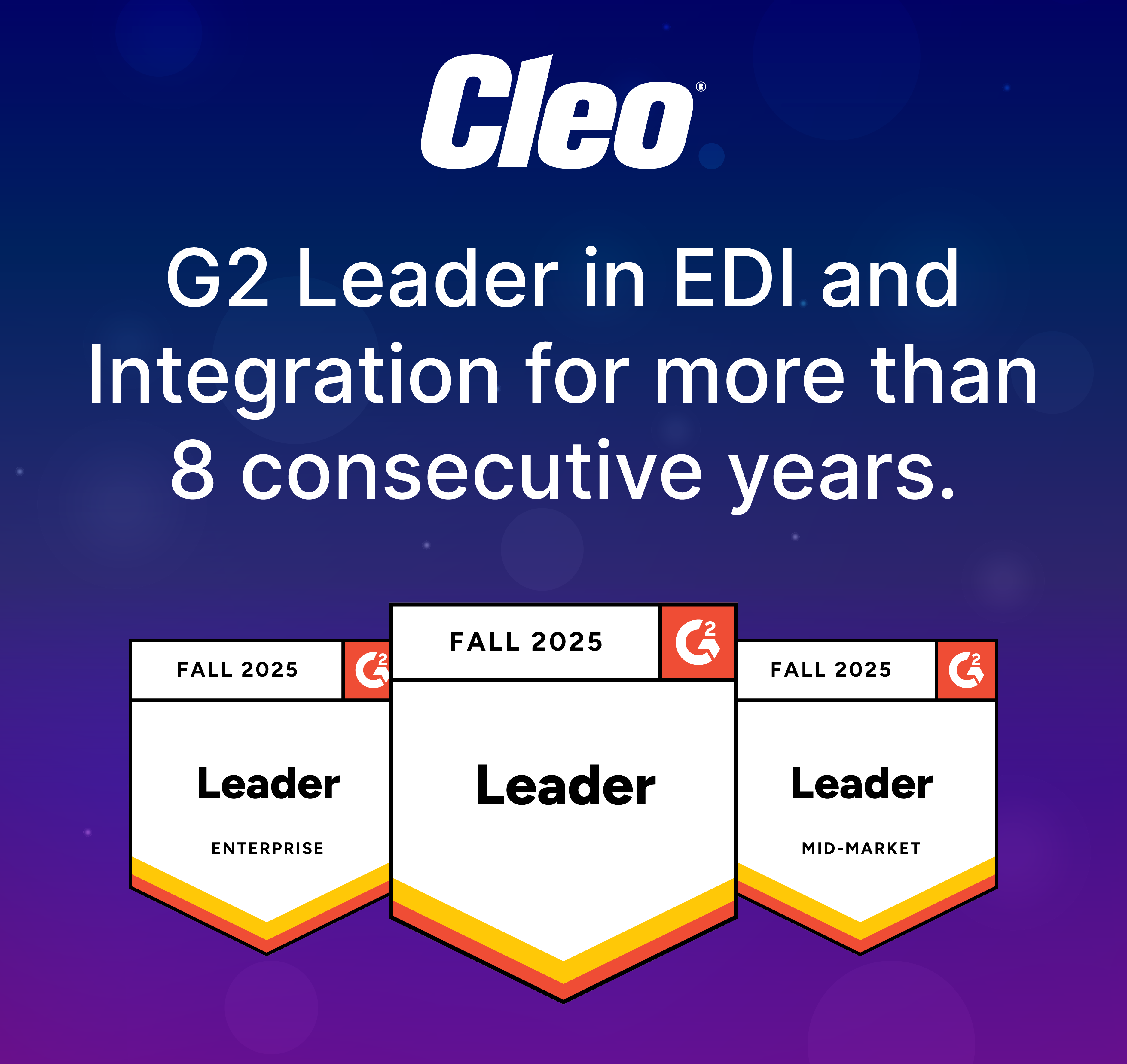 Cleo is a G2 leader in EDI and integration for more than 8 consecutive years