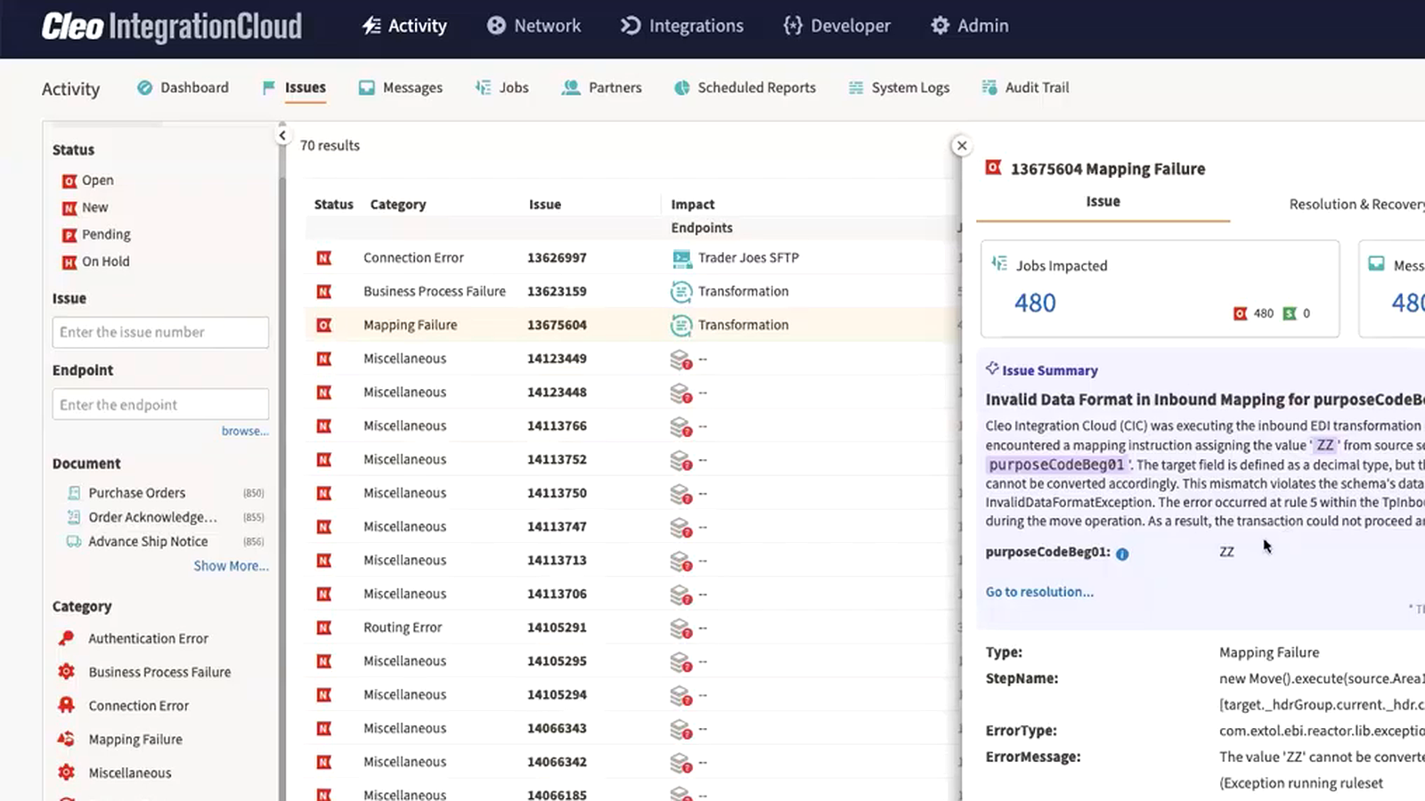 Cleo supplier workflow visibility screen