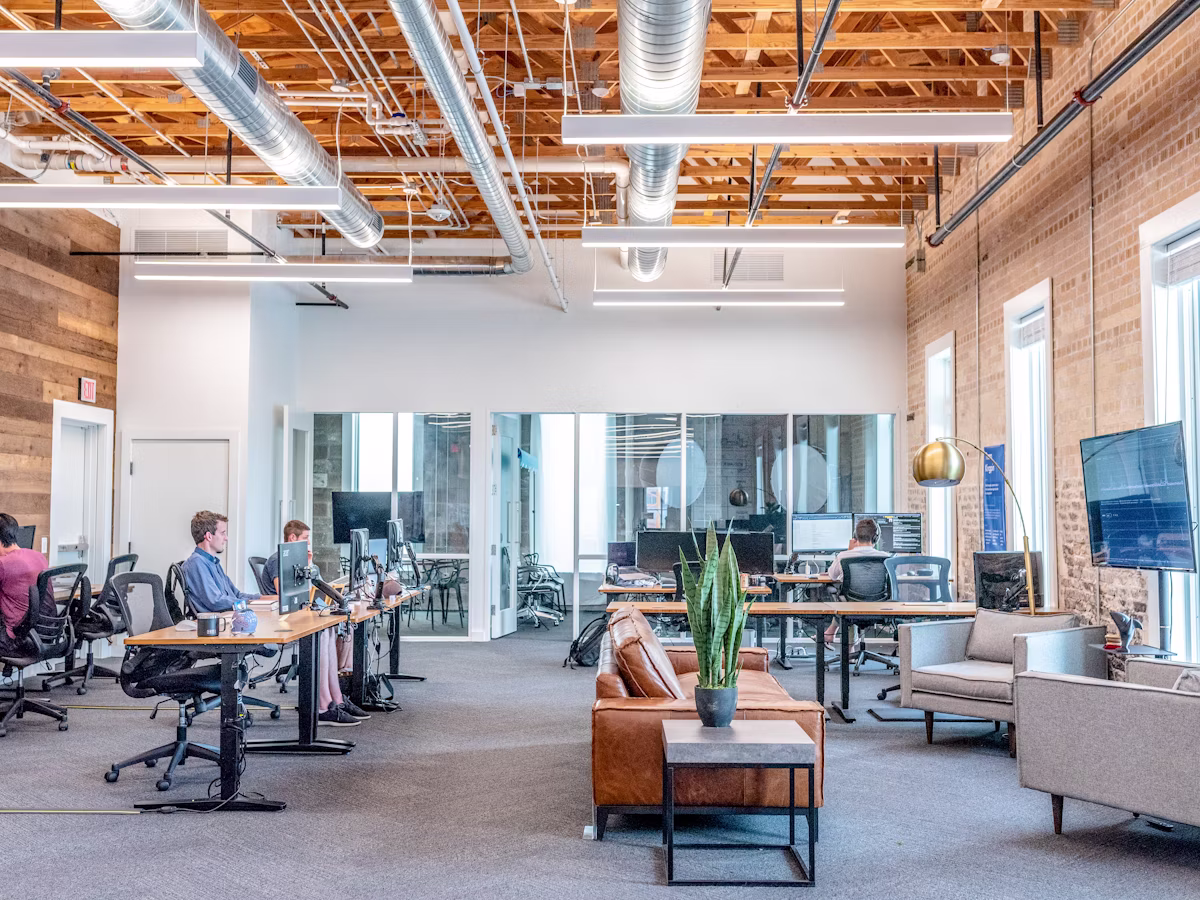Business team working together with a customer in a conference room