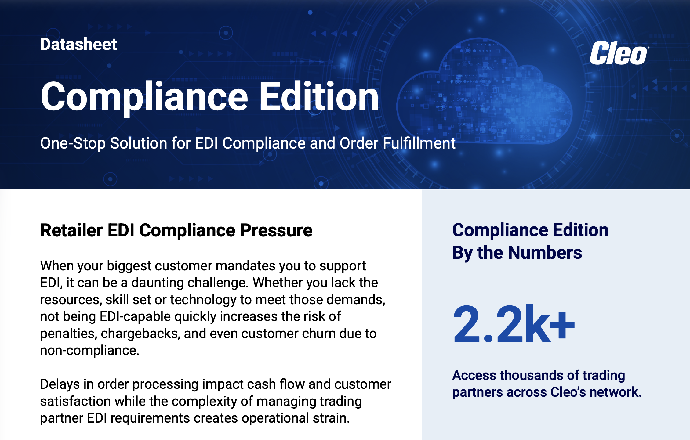 Cleo Compliance Edition datasheet for EDI compliance and order fulfillment