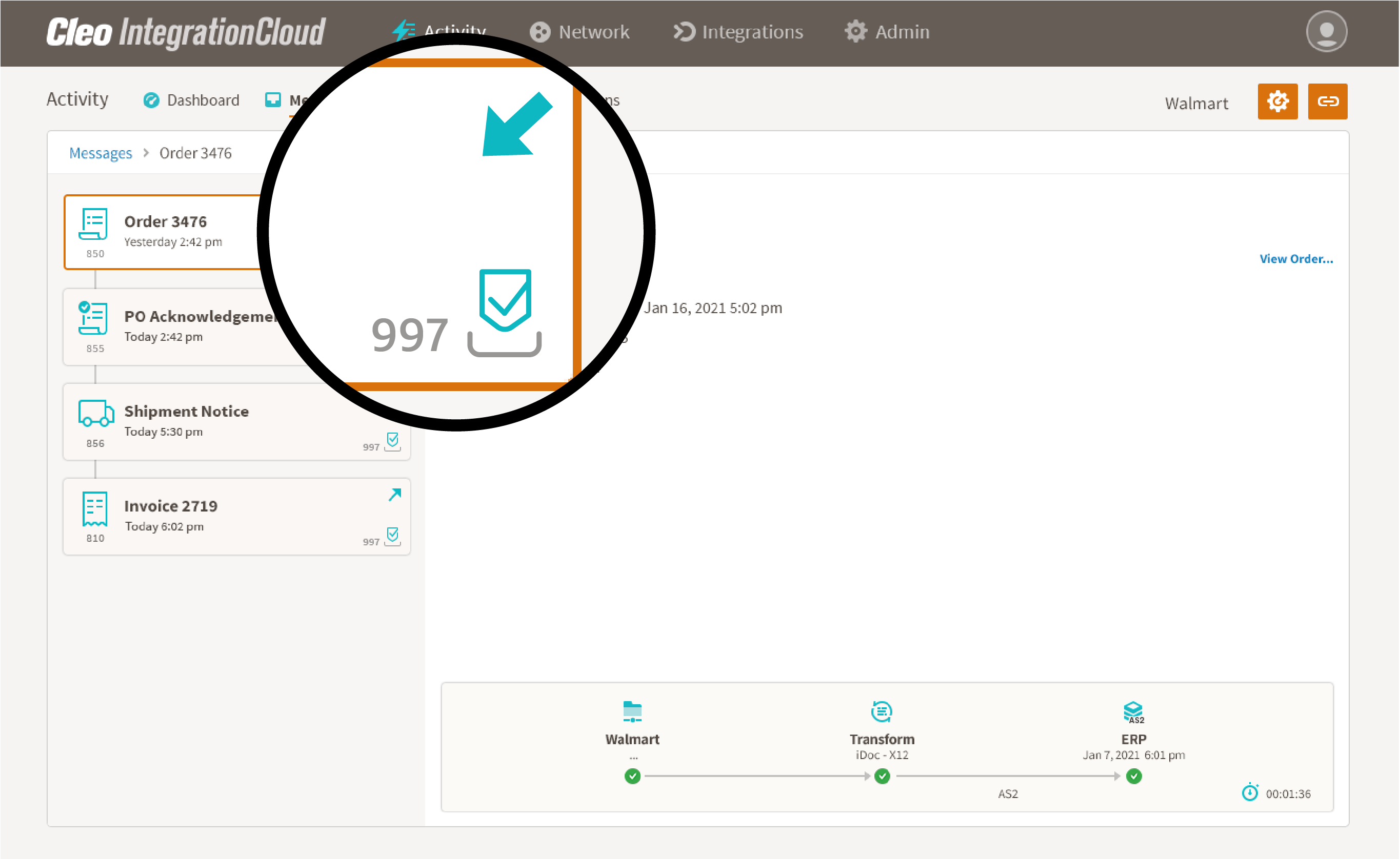 EDI 997 transaction in CIC Platform